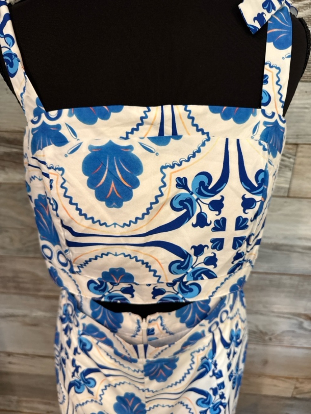 SHEIN Blue & White Printed Two-Piece Wide Leg Pant Set - Picture 2 of 4